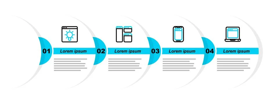 Set line Laptop with browser window, Mobile phone, Browser and  icon. Vector イラスト素材