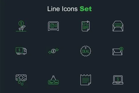 Set line Laptop with dollar, Notebook, From 9 5 job, Stacks paper money cas.. 스톡 일러스트
