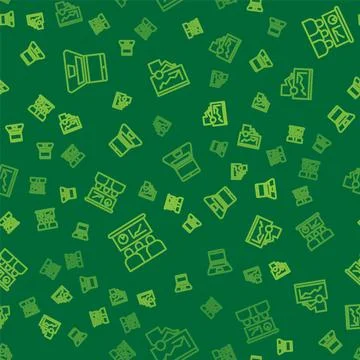 Set line Laptop, Training, presentation and on seamless pattern. Vector Illustrazione stock