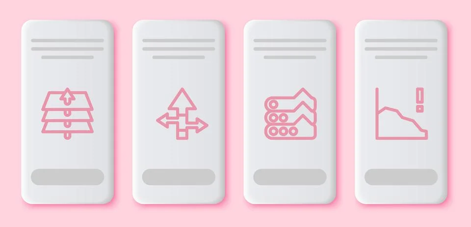 Set line Layers, Arrow, Graph, chart, diagram and Financial growth decrease Stock Illustration
