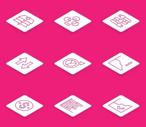 Set line Layers, Pie chart infographic, Graph, chart, diagram, Arrow, Financial Stock Illustration