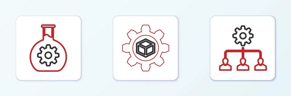 Set line Lead management, Bioengineering and Product development icon. Vector Illustrazione stock