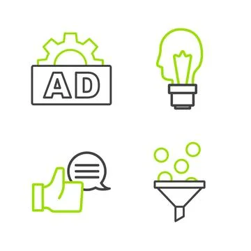 Set line Lead management, Customer product rating, Light bulb with concept .. Ilustración de archivo