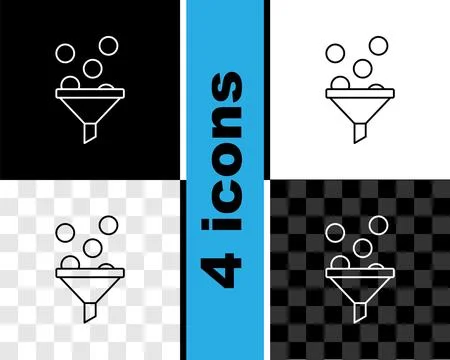 Set line Lead management icon isolated on black and white, transparent backgr Stock Illustration
