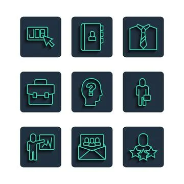 Set line Leader of a team of executives, Project base, Productive human, Ti.. Stock Illustration