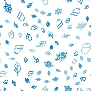 Set line Leaf or leaves, Leaf or leaves and Water drop on seamless pattern Stockillustratie