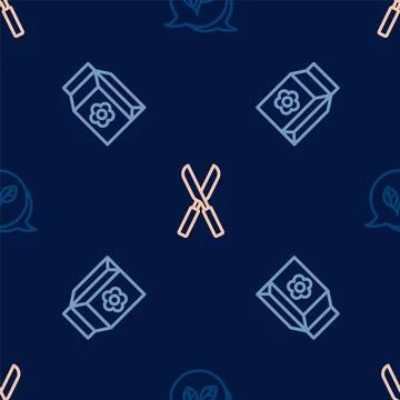 Set line Leaf Pack full of seeds and Gardening scissors on seamless pattern.  스톡 일러스트