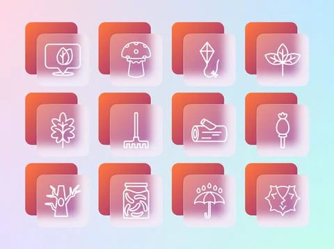 Set line Leaf, Pickled cucumbers in jar, Wooden log, Umbrella and rain drop.. Stockillustratie