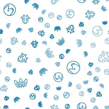 Set line Leaf, Pig and Cow head on seamless pattern. Vector イラスト素材