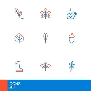 Set line Leaf Winter hat Waterproof rubber boot Acorn Cup tea and Chestnut le Stock Illustration