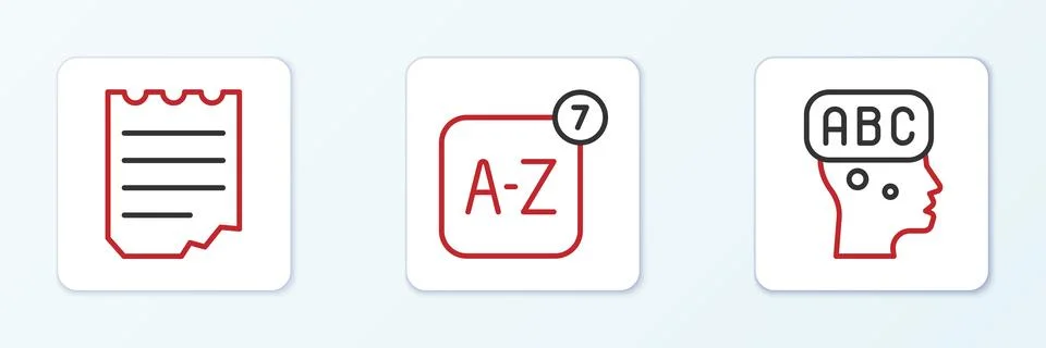 Set line Learning foreign languages, Notebook and Online translator icon. Vector Stock Illustration