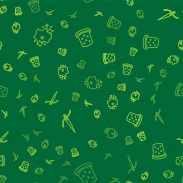 Set line Leather, Needle with thread and Thimble for sewing on seamless pattern Stock Illustration