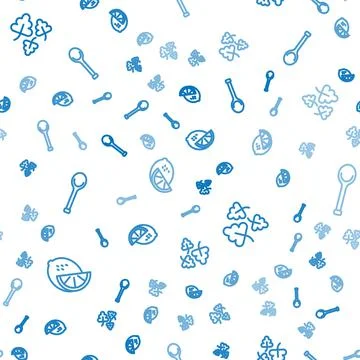 Set line Lemon, Oak leaf and Sauna ladle on seamless pattern. Vector Stockillustratie