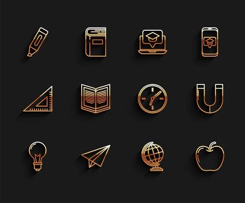 Set line Light bulb with concept of idea, Paper airplane, Marker pen, Earth イラスト素材