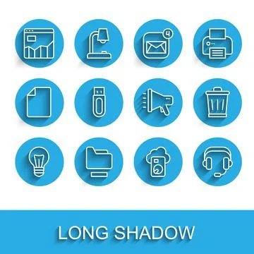 Set line Light bulb, Document folder, Graph chart infographic, Cloud database 스톡 일러스트