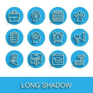 Set line Light bulb, Key performance indicator, Briefcase, Online education Stock-Illustration