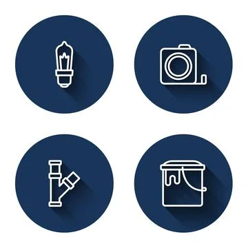 Set line Light bulb, Roulette construction, Industry metallic pipe and Paint Stock Illustration