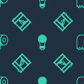 Set line Light bulb with world globe, Bio fuel barrel and Toilet paper roll on Stock Illustration