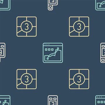 Set line Light meter, Old film movie countdown frame and Histogram graph Stock Illustration