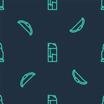Set line Lighter, Bow and Bullet on seamless pattern. Vector Illustrazione stock