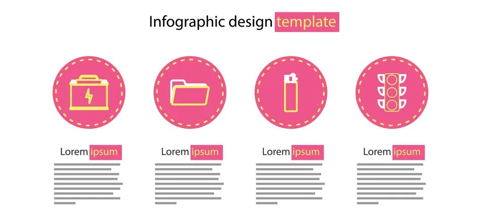 Set line Lighter, Traffic light, Folder and Car battery icon. Vector Stock Illustration