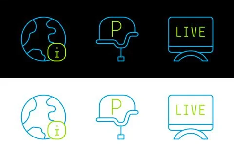Set line Live report, World news and War journalist icon. Vector 库存插图