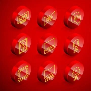 Set line Live stream, Hd movie, tape, frame, Online play video, CD disk awa.. Stock-Illustration