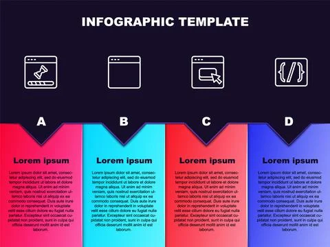 Set line Loading data window, Browser, files and Programming language syntax Illustrazione stock