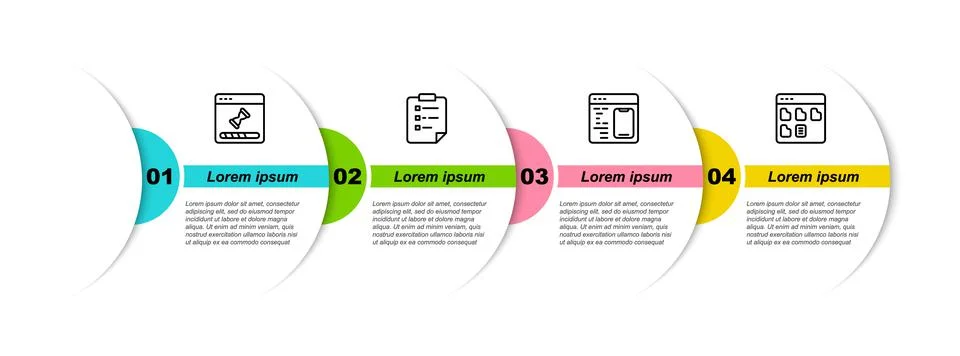 Set line Loading data window, Clipboard with checklist, Software and Browser  Stock Illustration