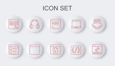 Set line Loading data window, Browser files, Code terminal, Programming language Stock Illustration