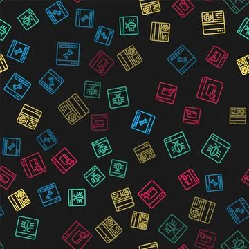 Set line Loading data window, System bug, Debugging and Browser files on se.. Stock Illustration