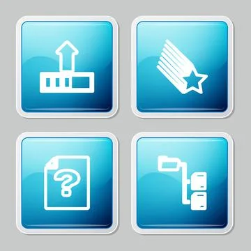 Set line Loading, Falling star, Unknown document and Folder tree icon. Vector Illustrazione stock