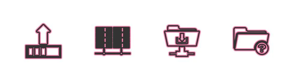 Set line Loading, FTP folder download, Server, Data, Web Hosting and Unknown  Stock Illustration