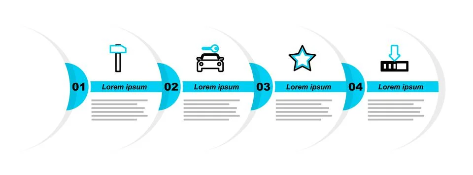 Set line Loading, Star, Car rental and Hammer icon. Vector 스톡 일러스트