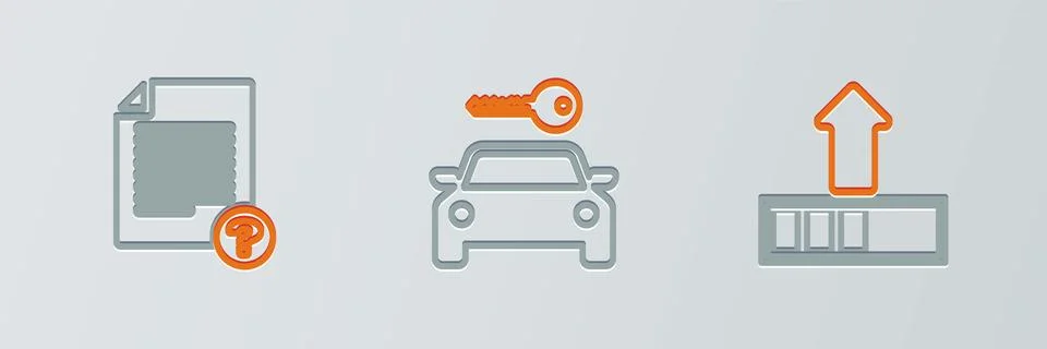 Set line Loading, Unknown document and Car rental icon. Vector Illustrazione stock