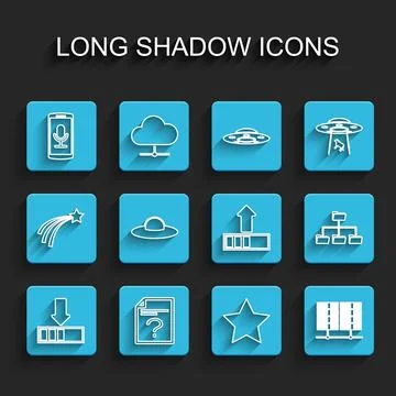 Set line Loading, Unknown document, Mobile recording, Star, Server, Data, W.. Illustrazione stock