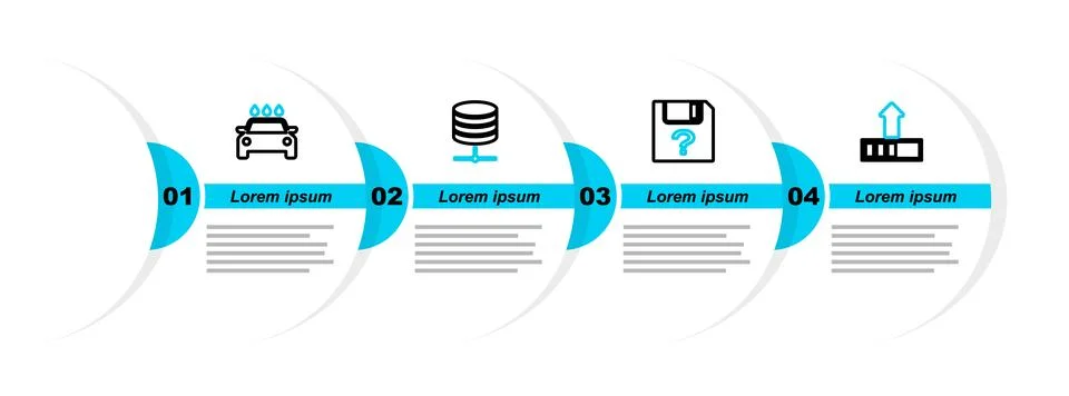 Set line Loading, Unknown document, Server, Data, Web Hosting and Car wash .. 库存插图