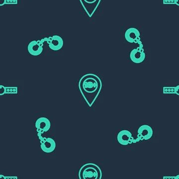 Set line Location with 18 plus, Sexy fluffy handcuffs and Silicone ball gag on Illustrazione stock