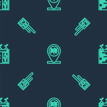 Set line Location and tree, Temperature humidity sensor and Smart farming Stock Illustration