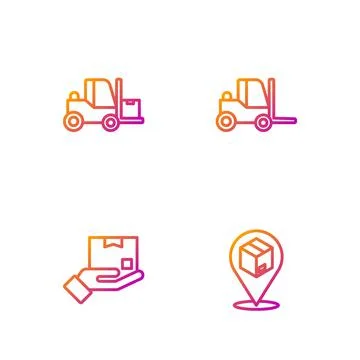 Set line Location with cardboard box, Delivery hand, Forklift truck and Stockillustratie