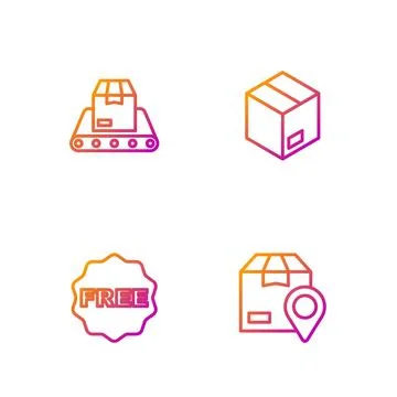 Set line Location with cardboard box, rice tag Free, Conveyor belt and Carton Stock Illustration