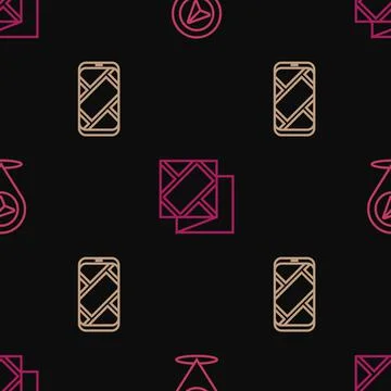 Set line Location, City map navigation and Folded on seamless pattern. Vector Illustrazione stock
