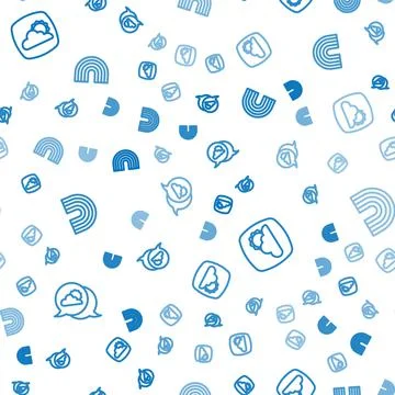 Set line Location cloud, Weather forecast and Rainbow on seamless pattern Stock Illustration
