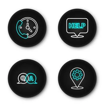 Set line Location with gear, Question and Answer, Speech bubble text Help a.. 库存插图