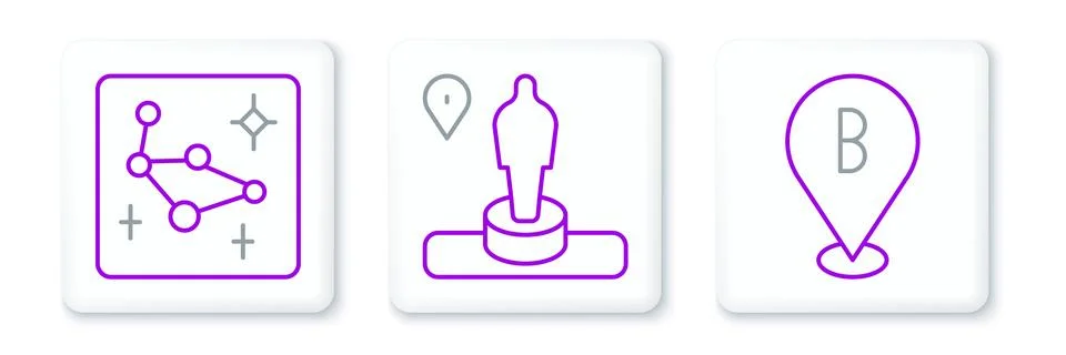 Set line Location, Great Bear constellation and and monument icon. Vector イラスト素材