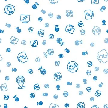 Set line Location with house, Map pin and Push on seamless pattern. Vector Stock Illustration