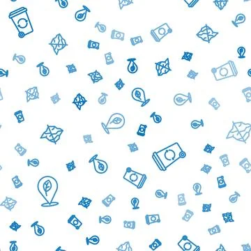 Set line Location with leaf, Recycle bin and Iceberg on seamless pattern. Vector 스톡 일러스트