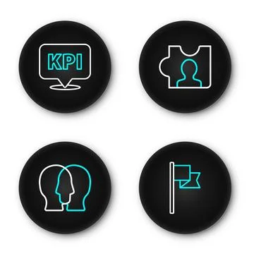 Set line Location marker, Project team base, Head hunting and Key performan.. Stockillustratie