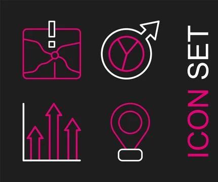 Set line Location, Pie chart infographic, Financial growth and Intersection.. 스톡 일러스트
