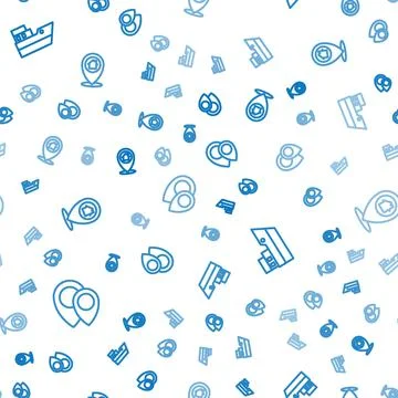 Set line Location, Ship line path and with house on seamless pattern. Vector Illustrazione stock